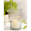 Wholesale clear Big Ribbed Glass Vase candle holder